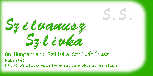 szilvanusz szlivka business card